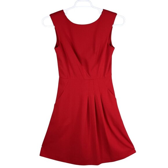 Calvin Klein Women 2 Little Red Dress Sleeveless Pockets Fit & Flare Career Wear - Picture 1 of 16